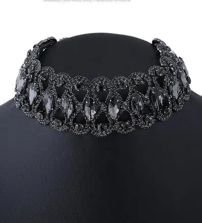 Ras-du-cou strass statement doré