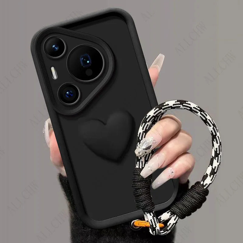 Coque Huawei Pura 80/Pro/Ultra avec Cœur 3D et Sangle