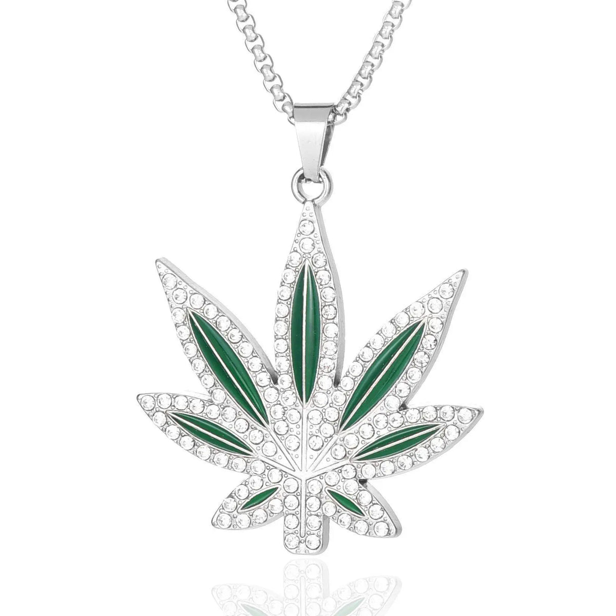 New Cubic Zirconia Alloy Pendant Necklace Men's Maple Leaf Necklace Men's Hip Hop Rock Punk Necklace Jewelry Wholesale