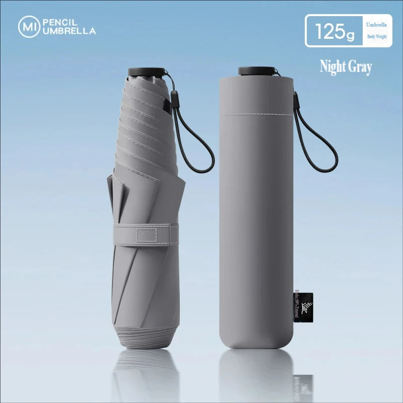 125g Ultra-Light Fiber Sun Umbrella, 5-Rib 3-Fold Pencil Umbrella, UV Protection Dual-Use Sun & Rain Portable Umbrella