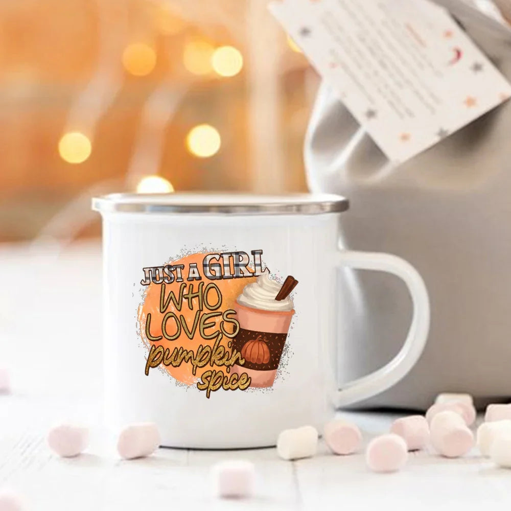 Mug émail « Pumpkin Spice and Everything Nice »