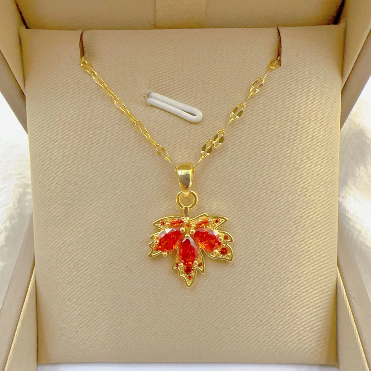 Women's Titanium Steel Double Layer Maple Leaf Necklace Leaves Crystal Pendant Clavicle Chain Fashion Luxury Elegant Accessory