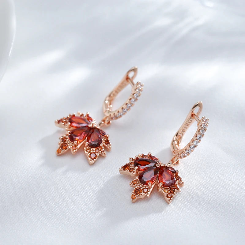 Boucles d'oreilles feuille d'érable rouge – Automne