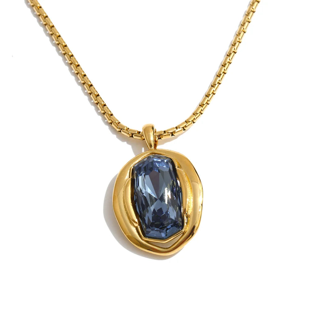 Collier pendentif cristal doré