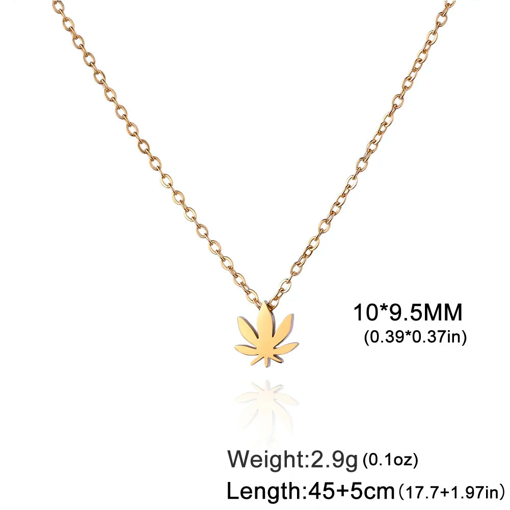 Women's Maple Leaf Pendant Necklace Stainless Steel Fashion Summer Clavicle Chain Commemorative Day Jewelry Gift New Style