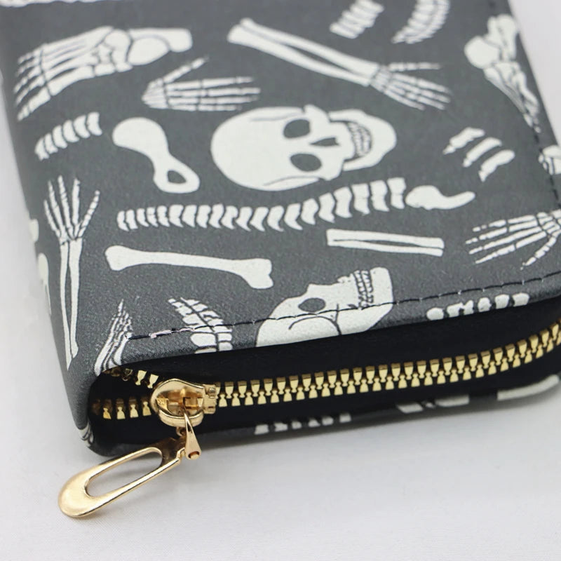 Portefeuille squelette noir et blanc – Halloween pour femme