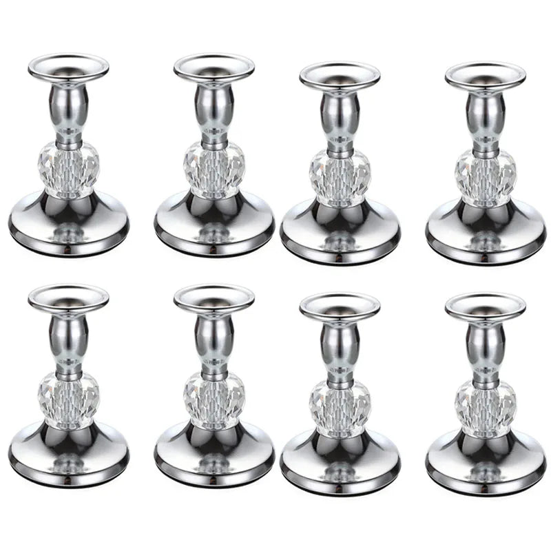 1/2/4/8PCS Metal Taper Candlestick Holders Vintage Brass Taper Candle Holders, Metal Crystal Candle Stands Elegant Candlestick