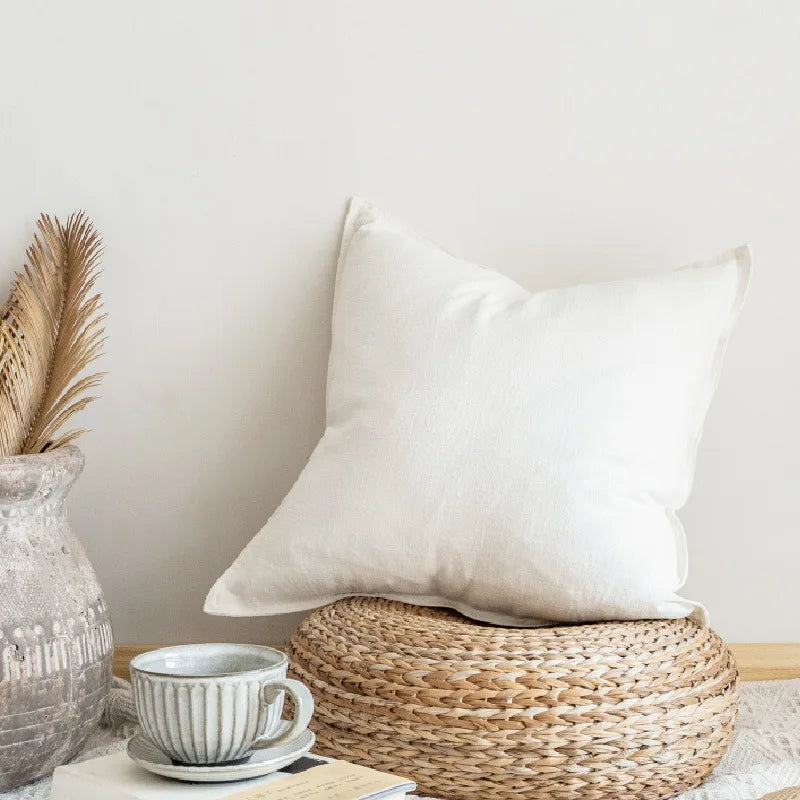 Decorative Ramie Cushion Cover Throw Pillowcase Boho Farmhouse Pillow Covers for Chair Couch Sofa Bedroom Living Room Home Decor