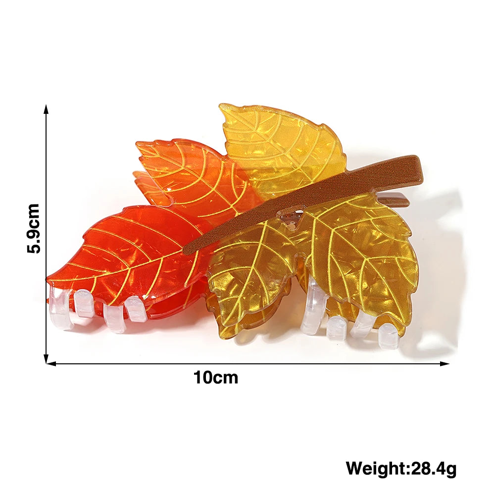 Fashion Maple Leaf Shape Acrylic Hair Clip Claw For Women Girls New Brown Leaves Geometric Hearpin Hair Accessories Tool