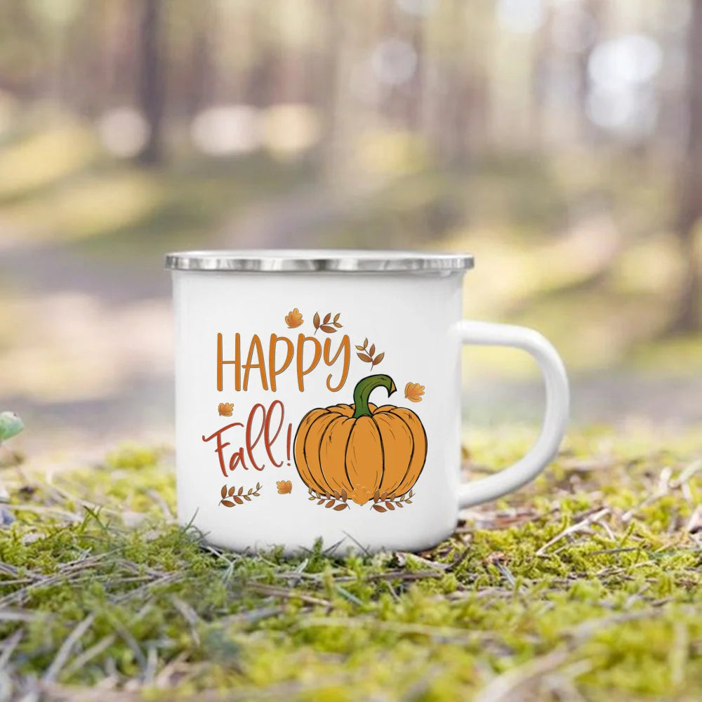 Mugs émail citrouille et animaux
