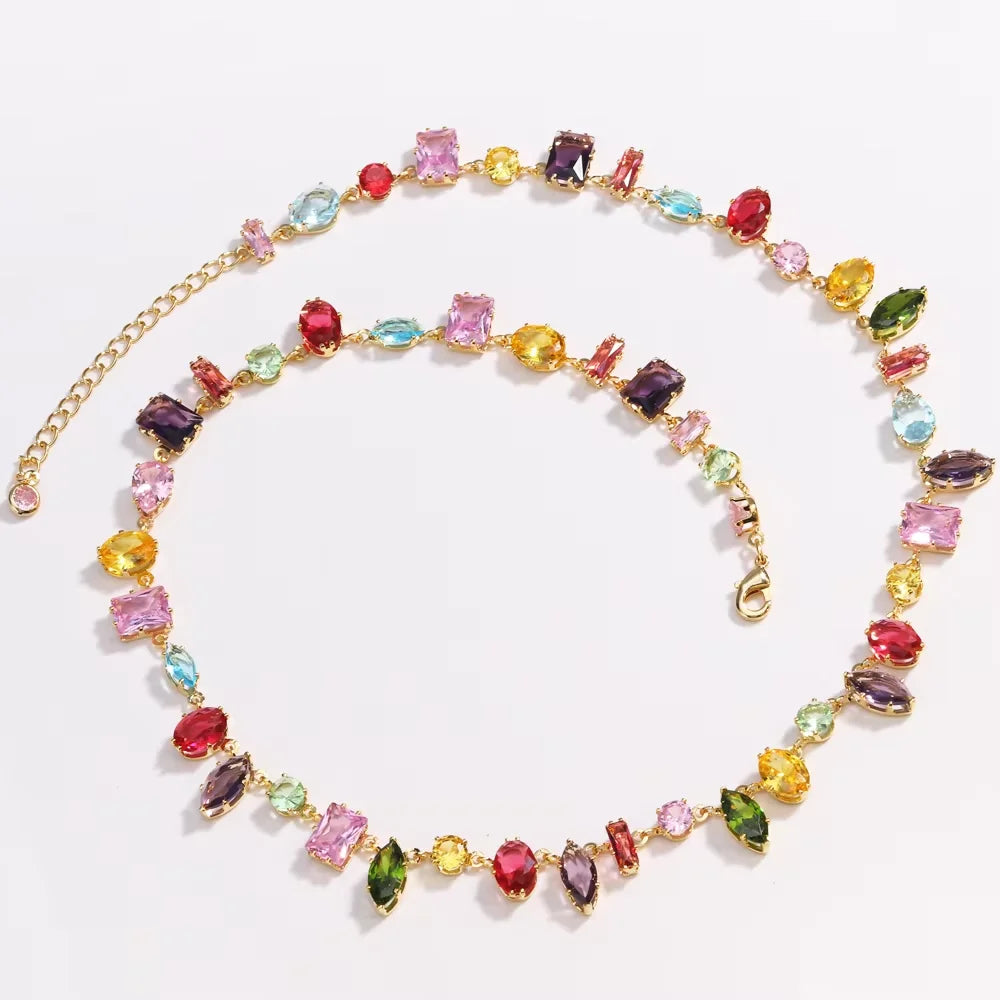 Collier pendentif multicolore doré