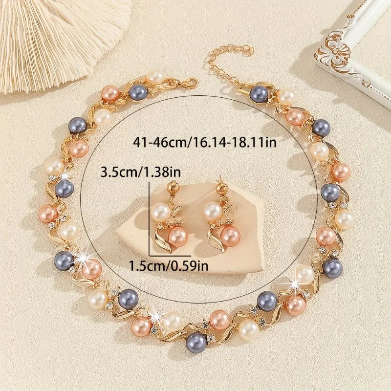 Collier perles et strass doré