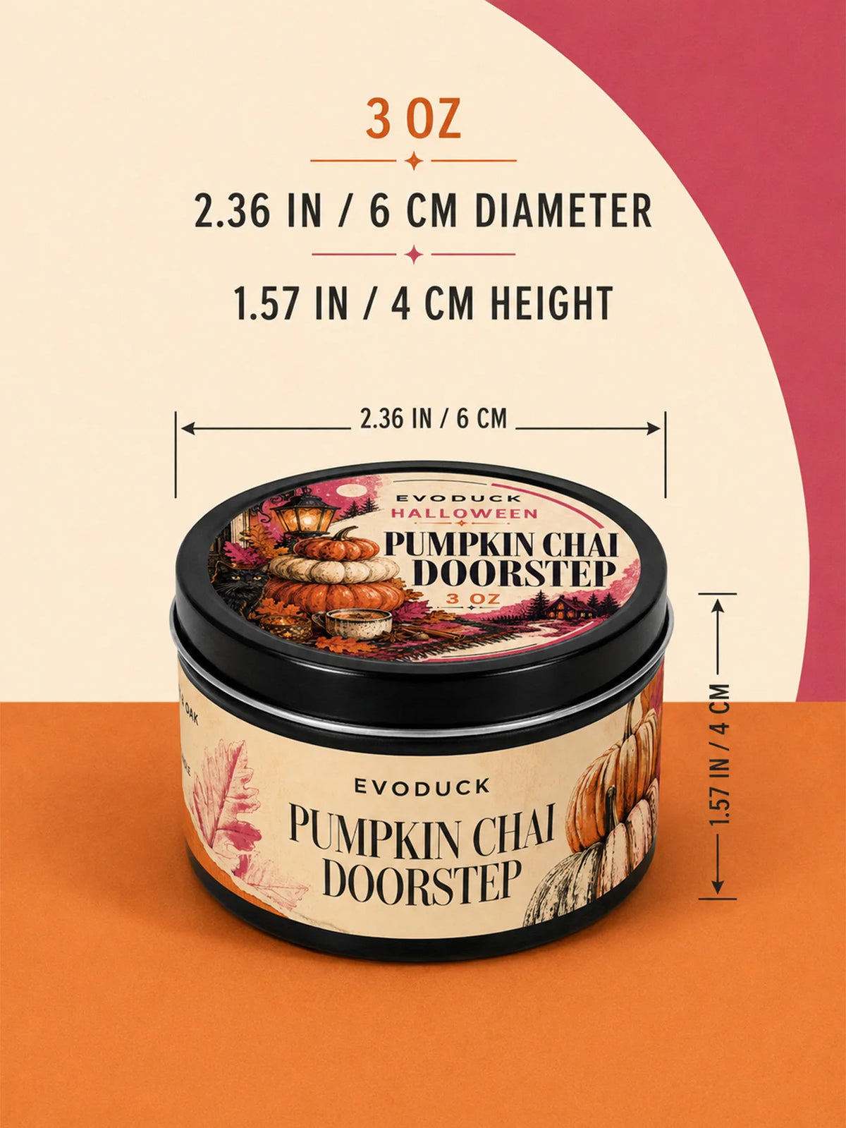 Pumpkin Chai Doorstep Scented Candle Gift Set, Pumpkin Chai & Oak, 6-Pack 3oz Tin Candles with Boxes, Folding Card, Autumn Decor