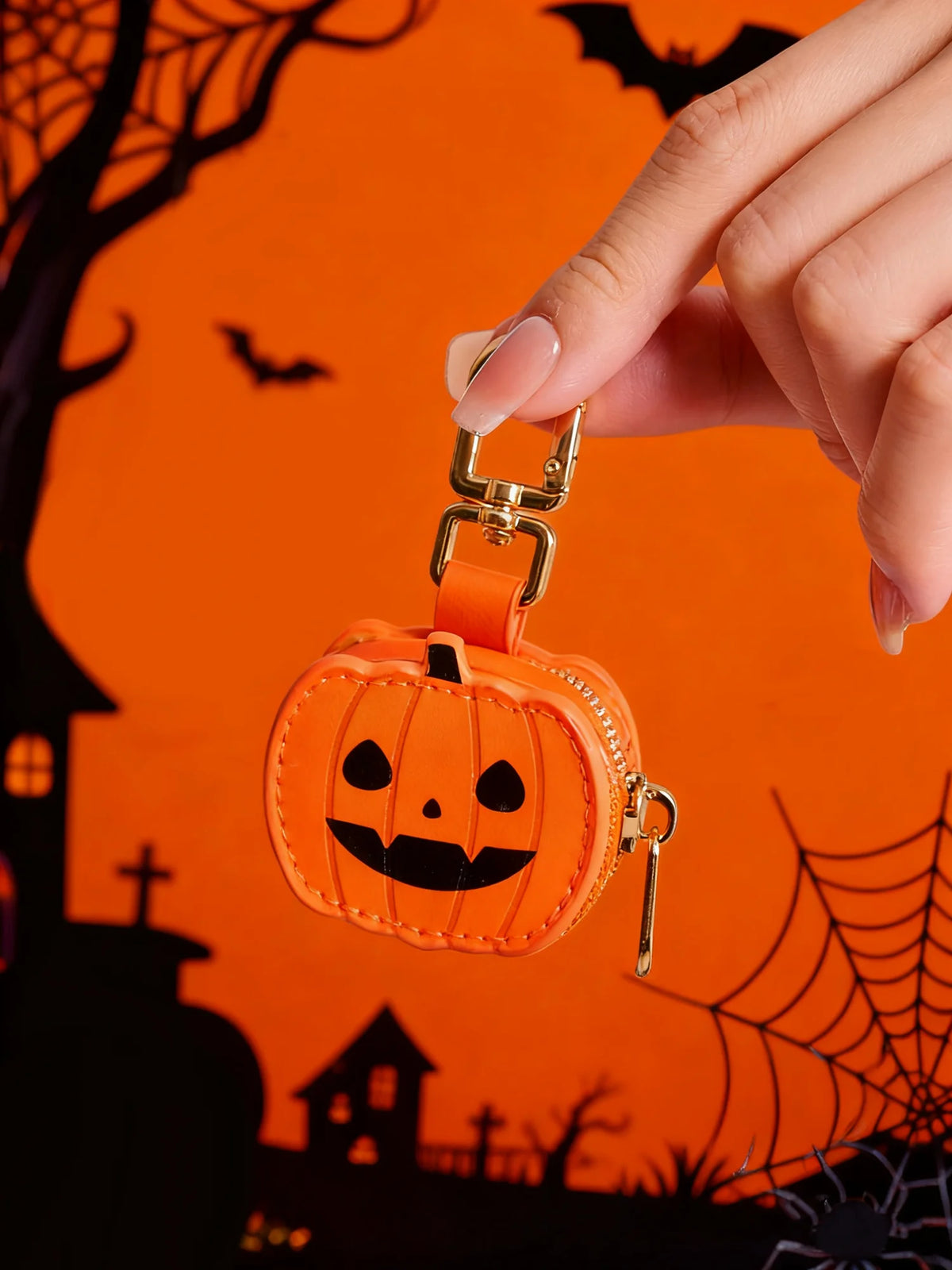 Mini pochette d'Halloween à motif citrouille pour femme