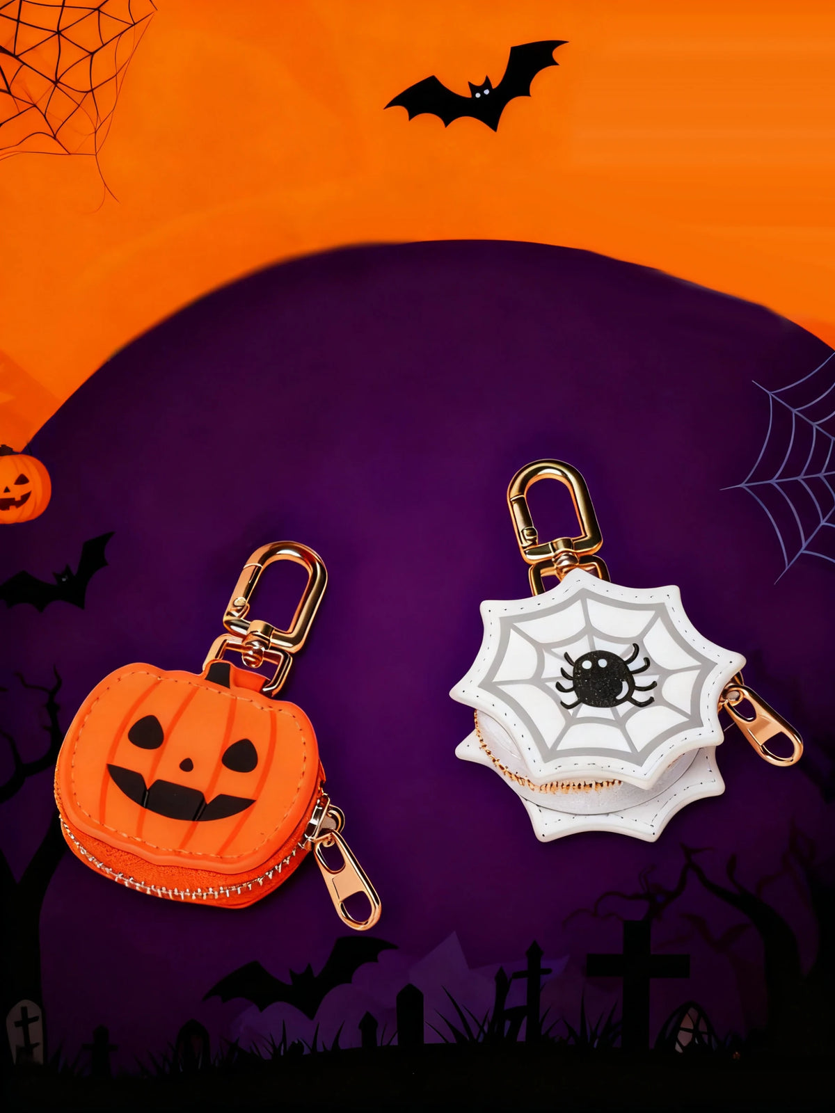 Mini pochette d'Halloween à motif citrouille pour femme