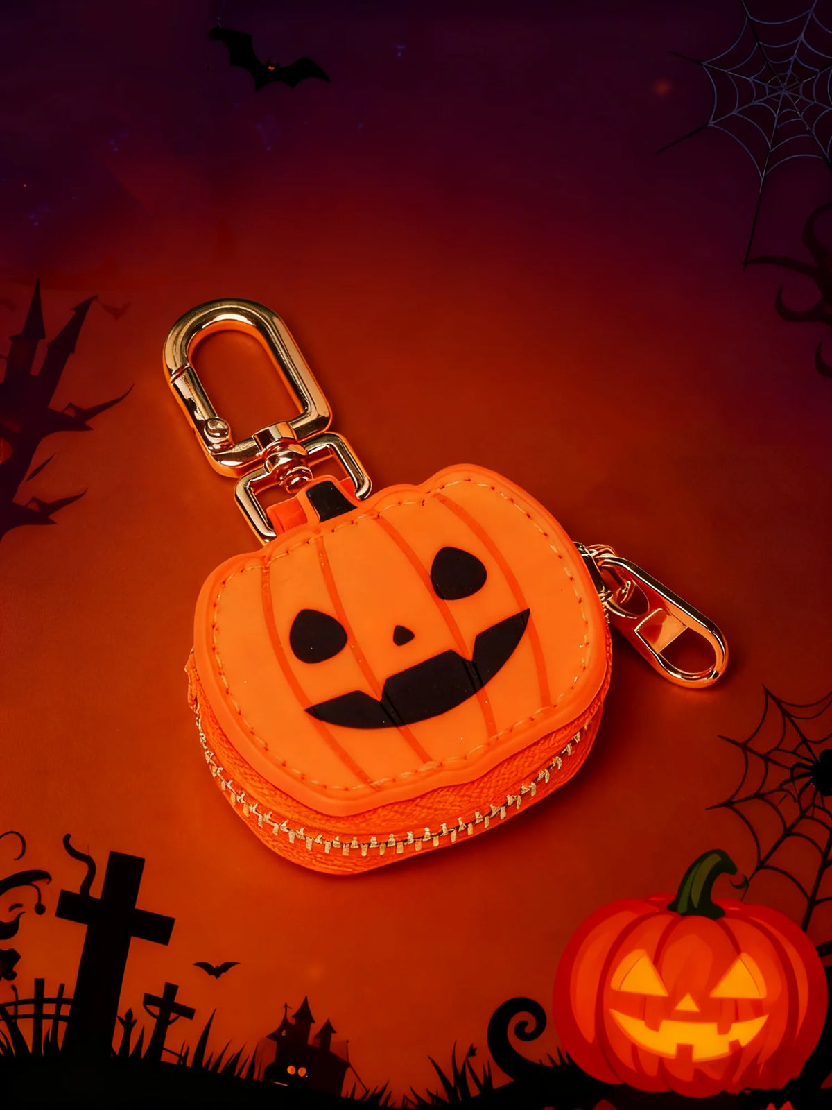 Mini pochette d'Halloween à motif citrouille pour femme