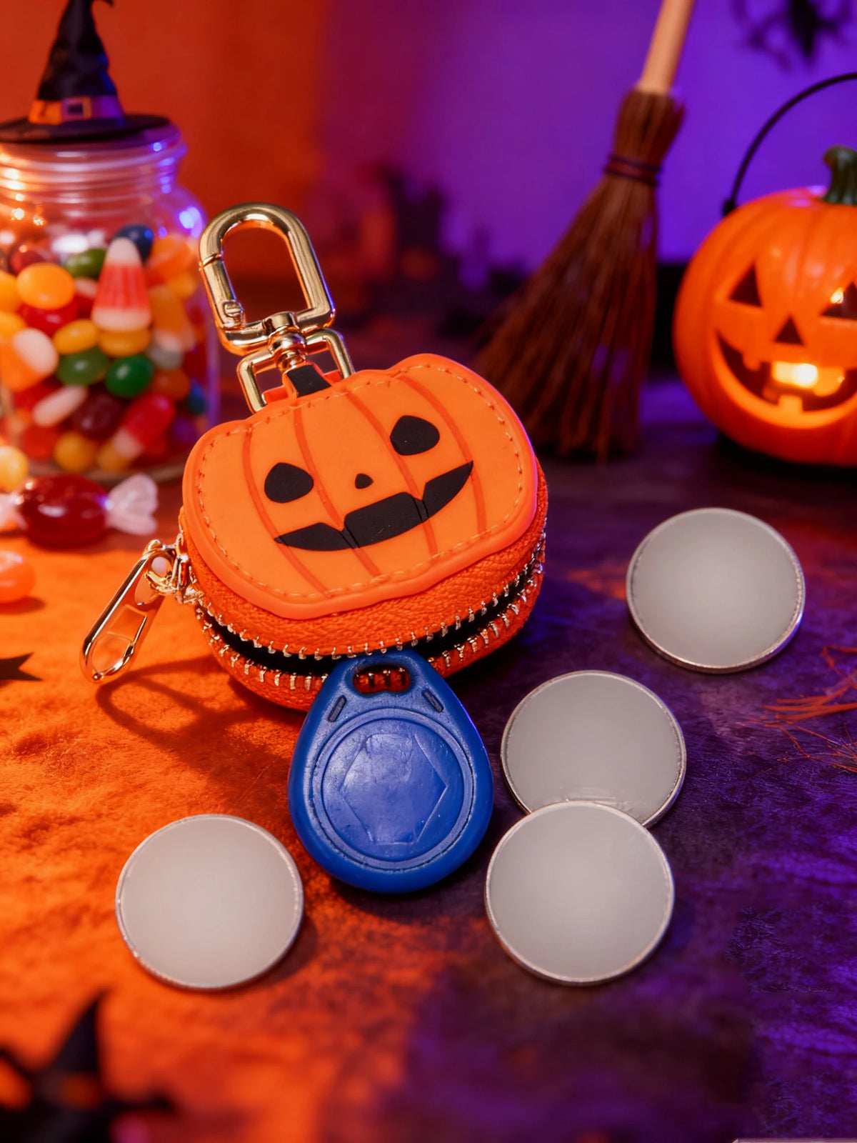 Mini pochette d'Halloween à motif citrouille pour femme
