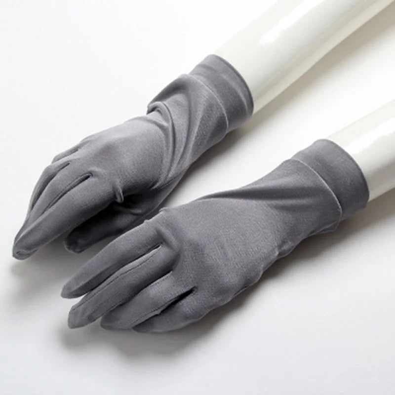 Sexy Summer Women UV Protection Sunscreen Short Sun Natural Silk Knit Mittens Thin Mulberry Silk Driving Lace Gloves A60