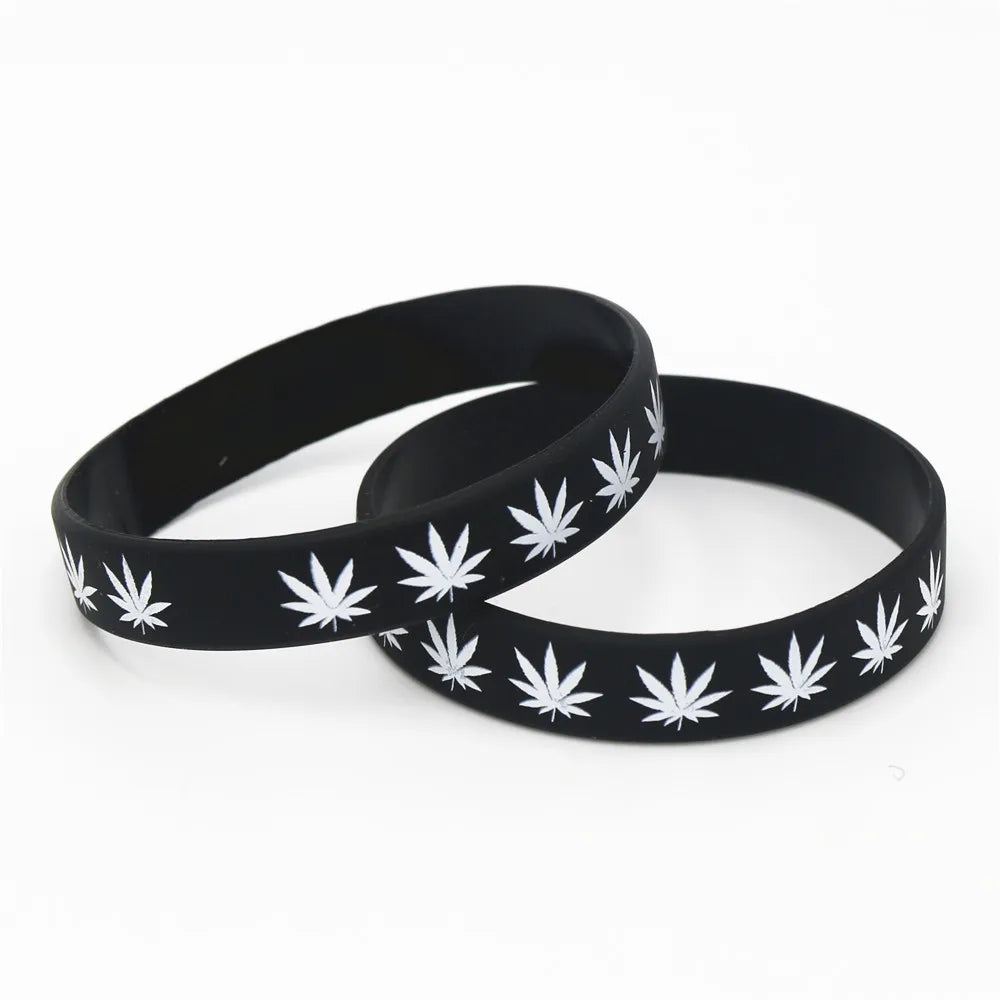 1PC Fashion Maple Leaf Silicone Bracelet Simple Waterproof Sports Wristband Hemp Jewelry Accessories for Men Women SH340