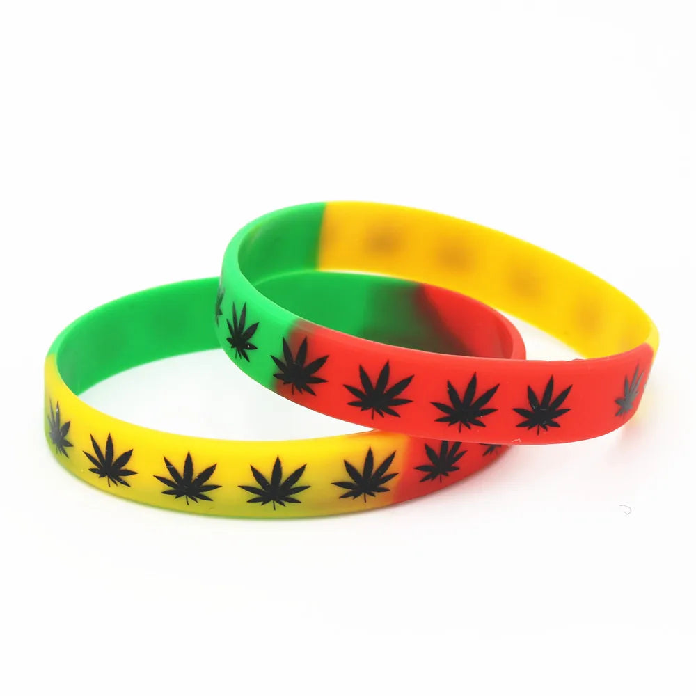 1PC Fashion Maple Leaf Silicone Bracelet Simple Waterproof Sports Wristband Hemp Jewelry Accessories for Men Women SH340
