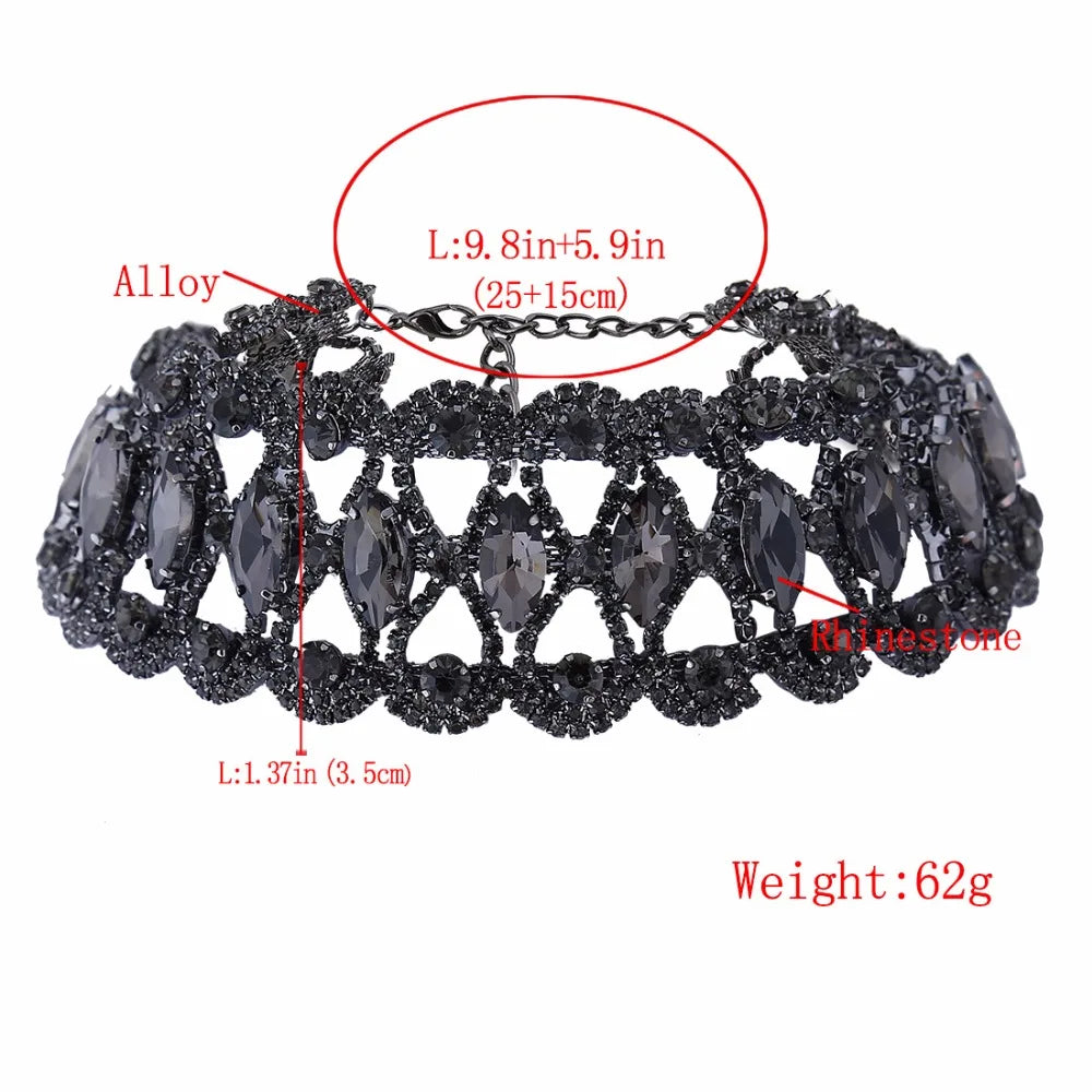 Ras-du-cou strass statement doré