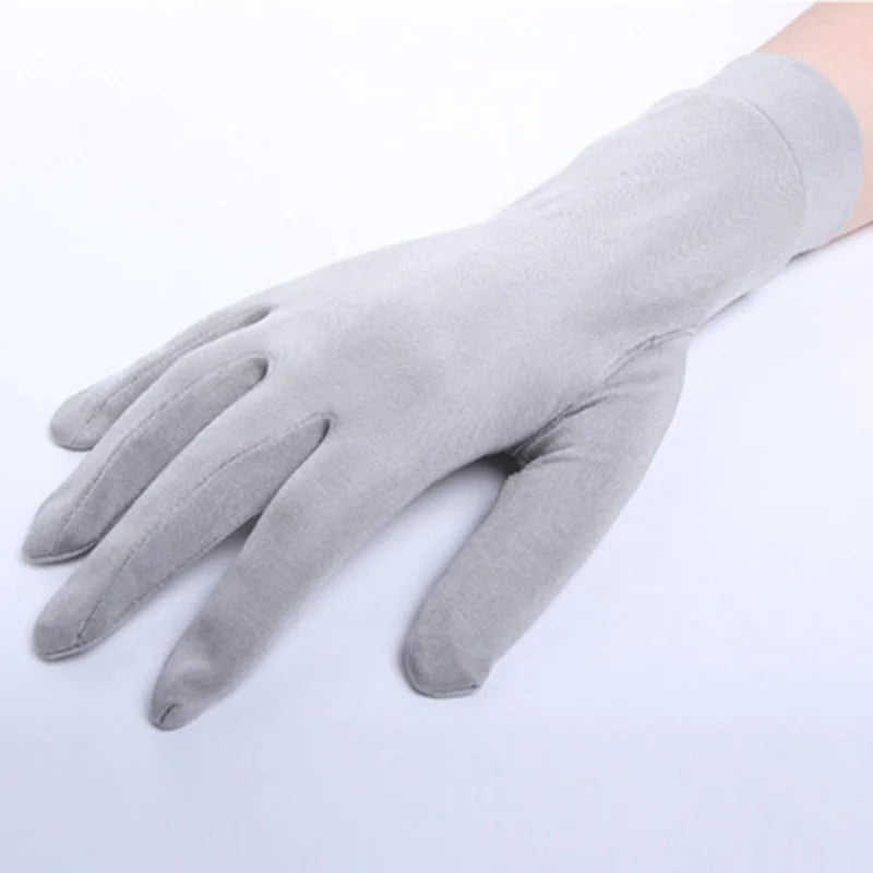 Sexy Summer Women UV Protection Sunscreen Short Sun Natural Silk Knit Mittens Thin Mulberry Silk Driving Lace Gloves A60