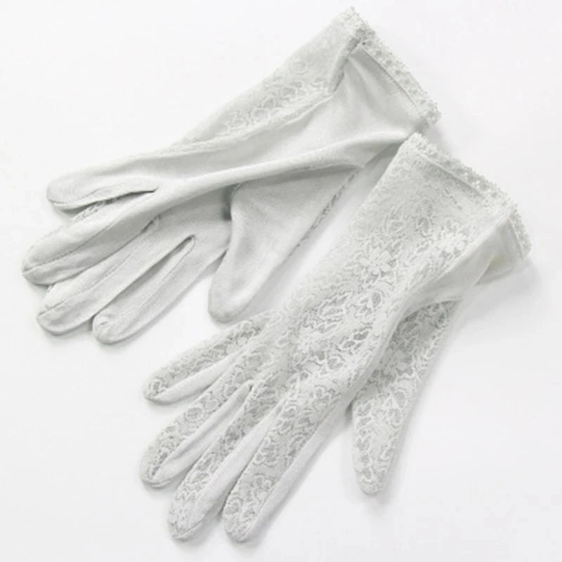 Sexy Summer Women UV Protection Sunscreen Short Sun Natural Silk Knit Mittens Thin Mulberry Silk Driving Lace Gloves A60