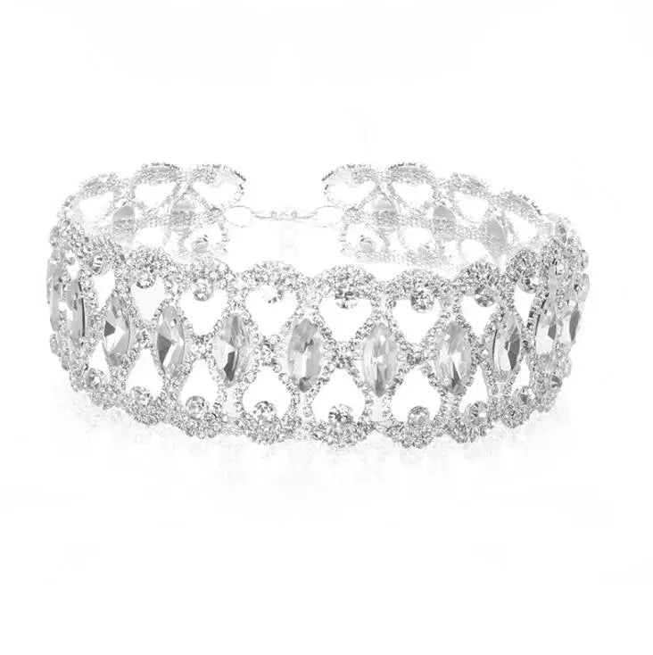Ras-du-cou strass statement doré
