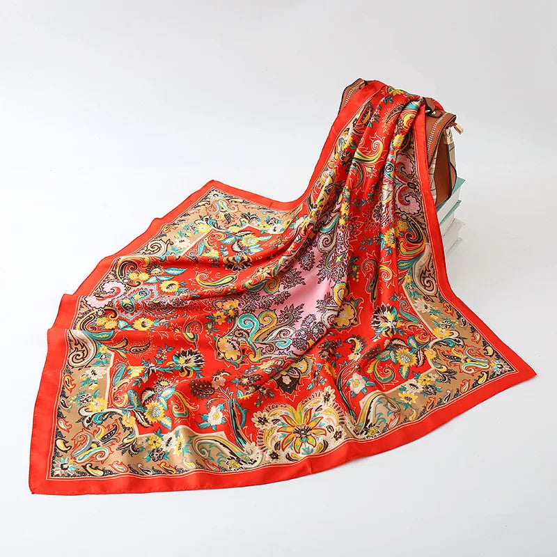 Foulard carré en satin 90 cm