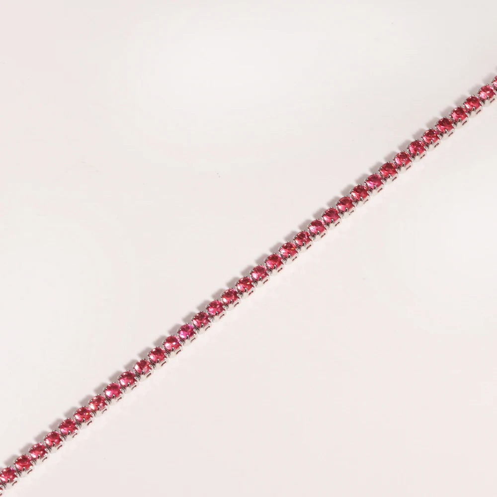 Collier tennis zircones colorées doré