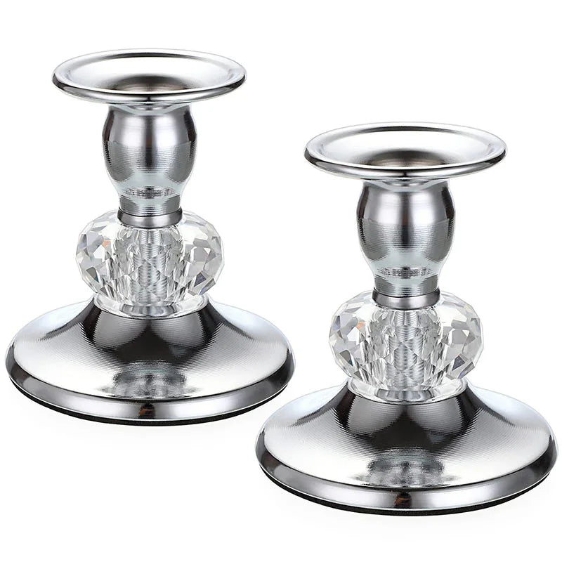 1/2/4/8PCS Metal Taper Candlestick Holders Vintage Brass Taper Candle Holders, Metal Crystal Candle Stands Elegant Candlestick