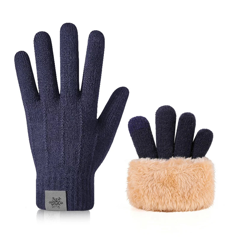 Women's Thermal Touchscreen Gloves - Cable Knit Fleece Lined, Soft Warm Winter for Outdoor Riding Commuting, Autumn Winter