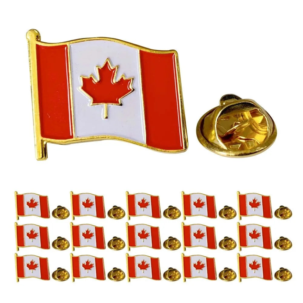 Enamel Canada Flag Lapel Pin - Maple Leaf Patriotic Badge for Suit Blazer - Waving Canadian Flag Pins Bulk Souvenir