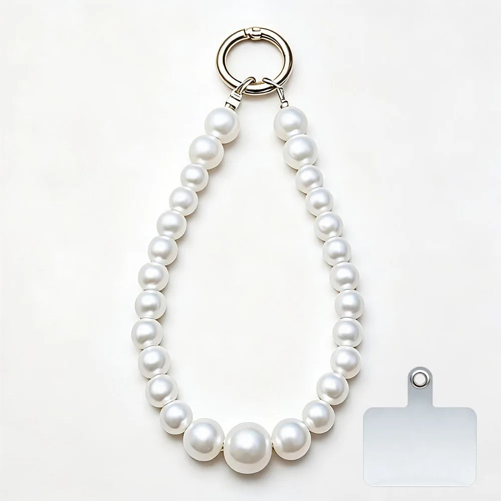 Chaîne de téléphone perles blanches – Bandoulière