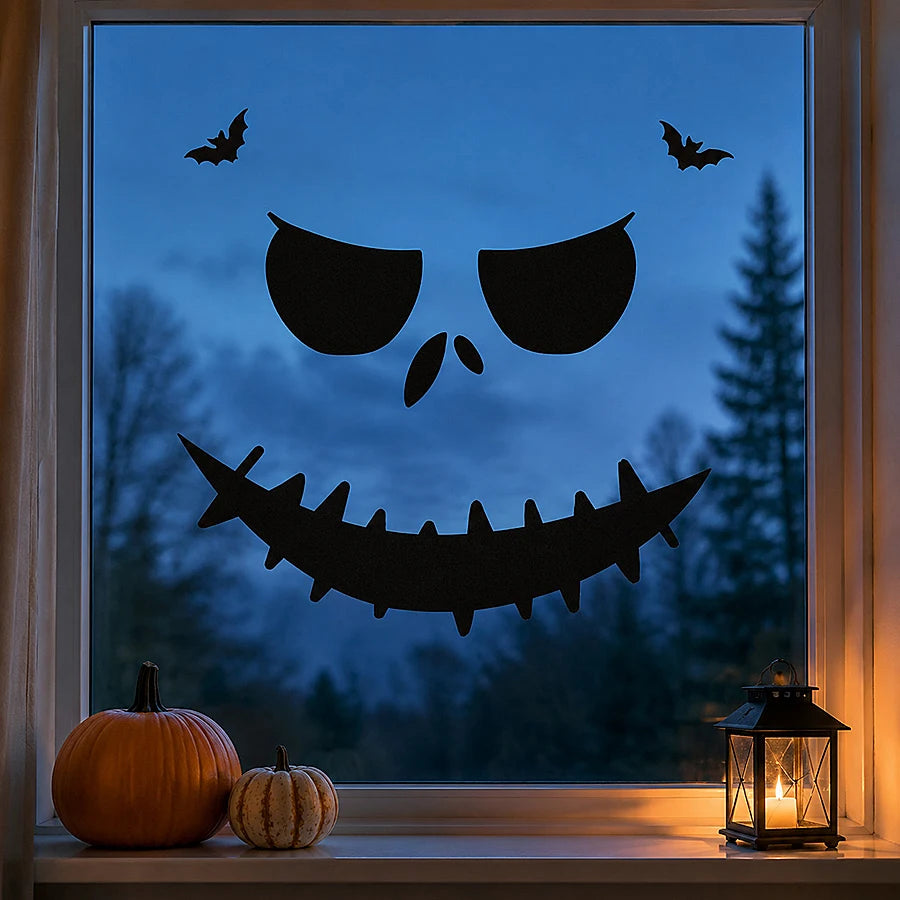 Stickers de fenêtre Halloween – Fantômes, citrouilles et chapeaux de sorcière