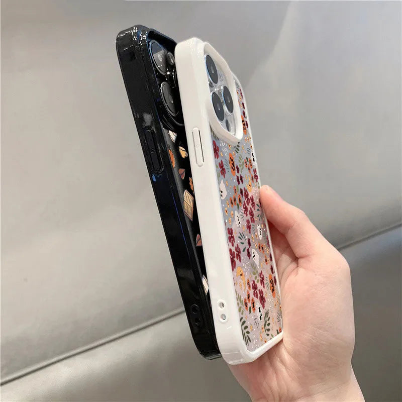 Coque Halloween Citrouille & Crâne Transparente pour iPhone 11/12/13/14/15/16/17/18 Pro Max