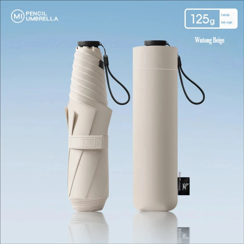 125g  Ultra-Light Fiber Sun Umbrella, 5-Rib 3-Fold Pencil Umbrella, UV Protection Dual-Use Sun & Rain Portable Umbrella
