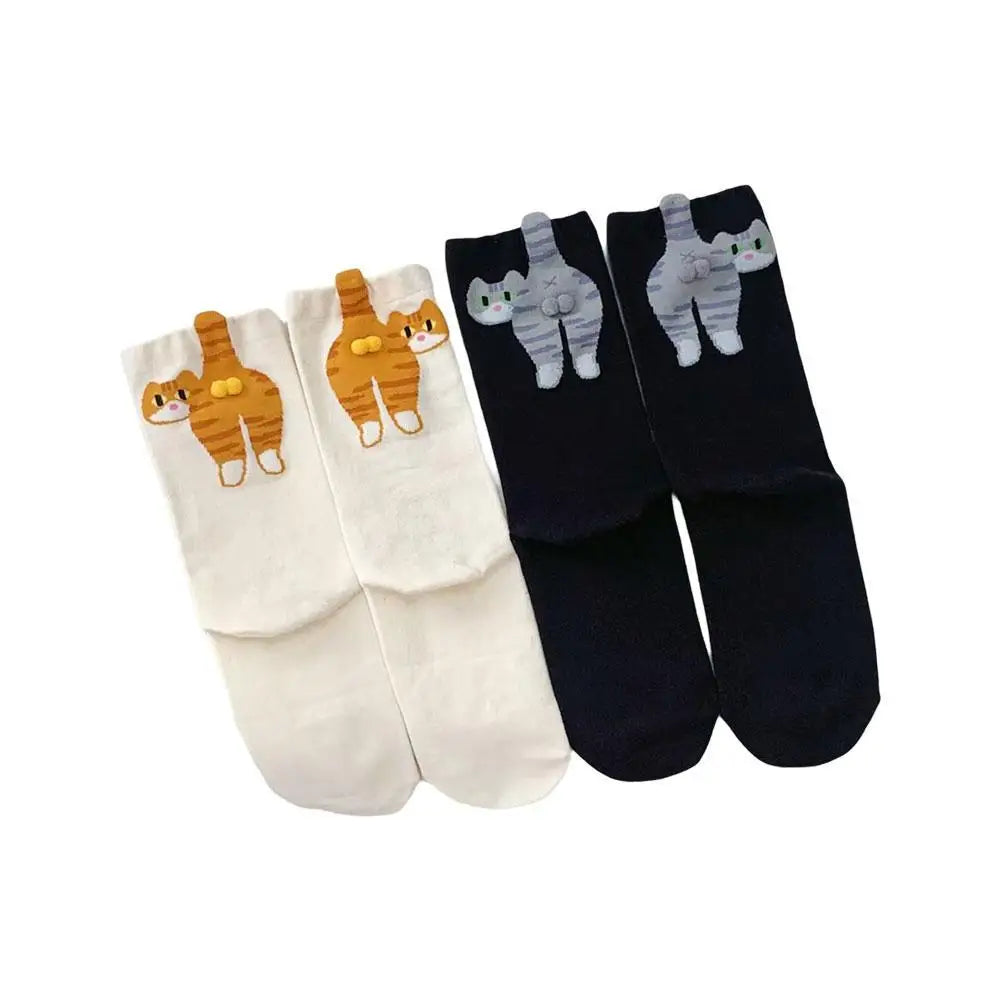 Cute Cat Egg Socks Funny Mid Calf Warm Socks for Women 3D Cat Design Winter Cozy Wear 3D Cat Egg Funny Crew Socks Christmas Gift