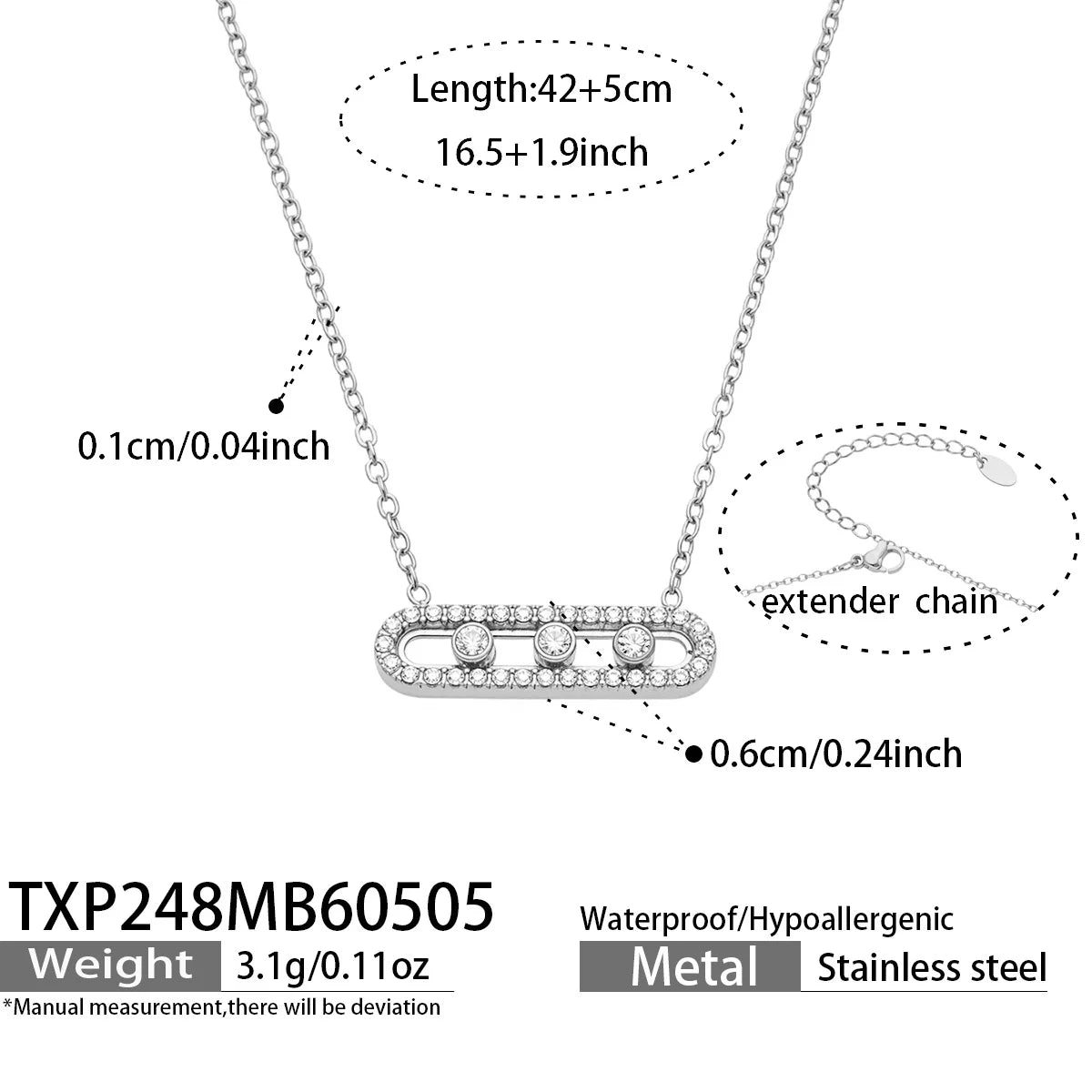 Collier zircones coulissantes doré