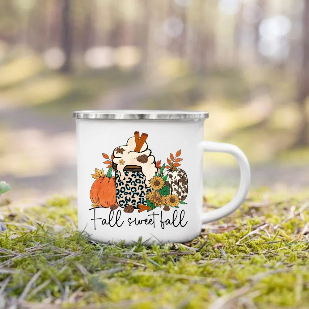 Mugs émail citrouille et animaux
