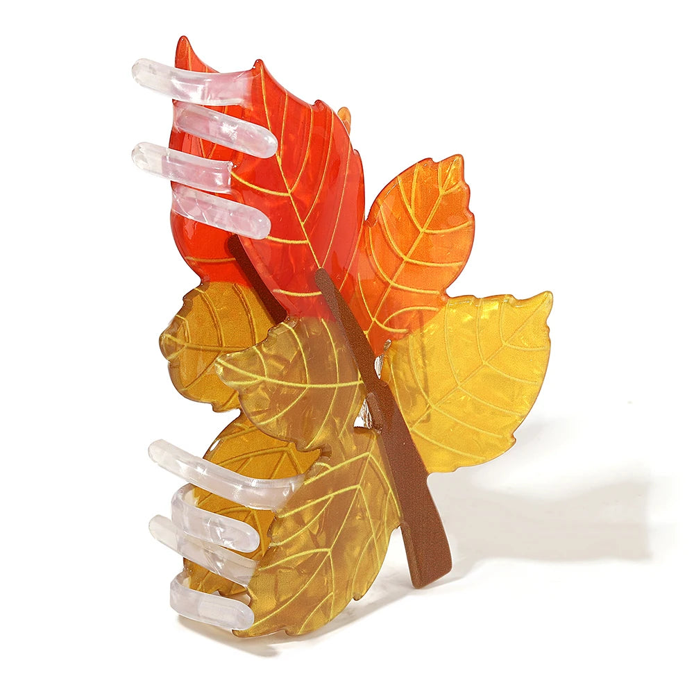 Fashion Maple Leaf Shape Acrylic Hair Clip Claw For Women Girls New Brown Leaves Geometric Hearpin Hair Accessories Tool