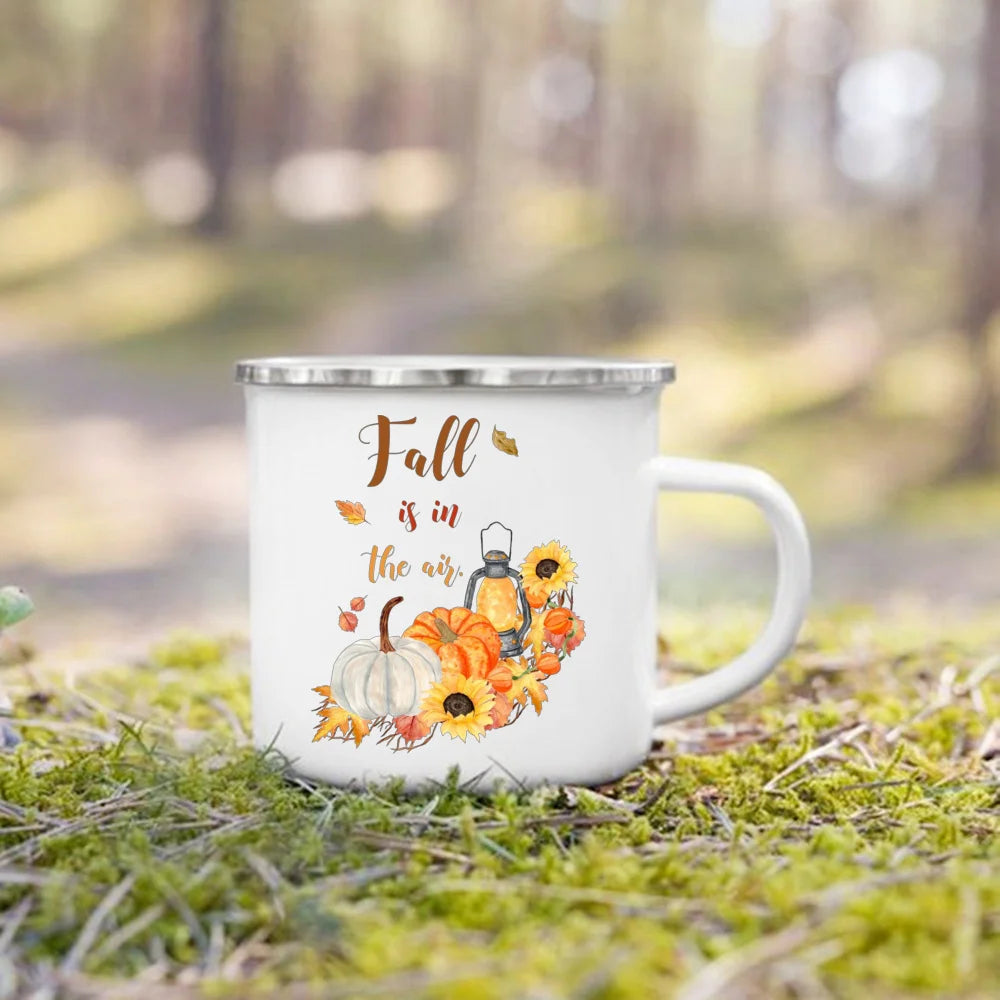 Mugs émail citrouille et animaux