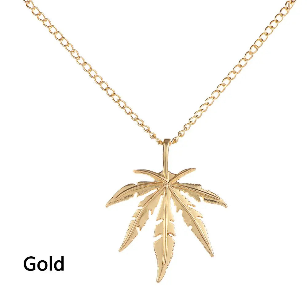 Maple Leaf Necklace Leaf Pendant Charm Chain Necklace Men Gift Jewelry Necklace Hip Hop Jewelry Glittery