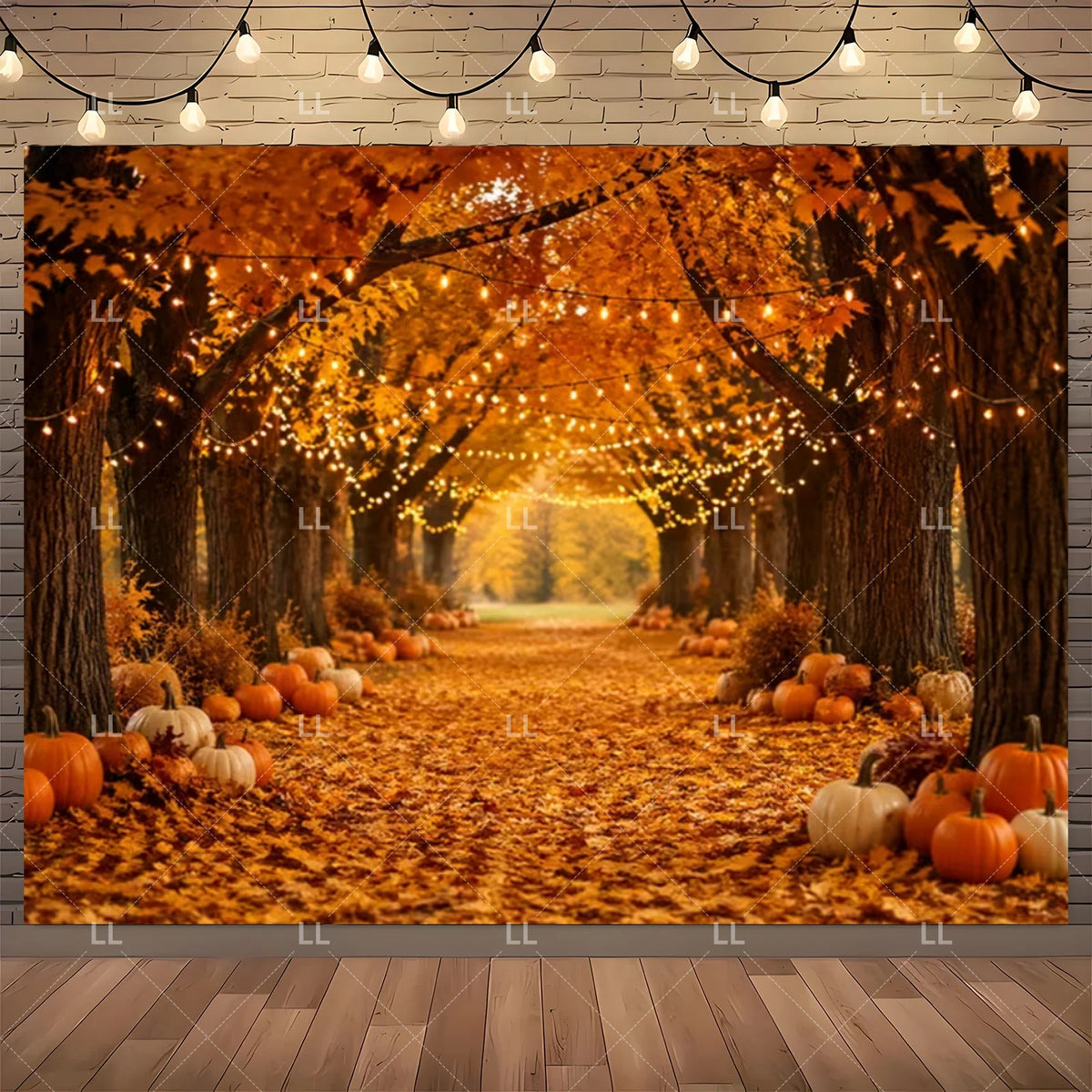 Fall Harvest Backdrop Thanksgiving Festivals Party Decoration Autumn Barn Pumpkin Maple Scarecrow Farm Photography Background