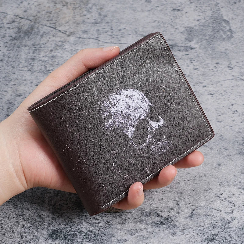 Portefeuille compact chauve-souris et crâne – Halloween rétro