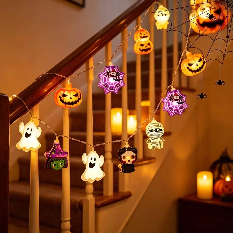 Guirlande lumineuse LED Halloween – Fantômes, citrouilles et araignées