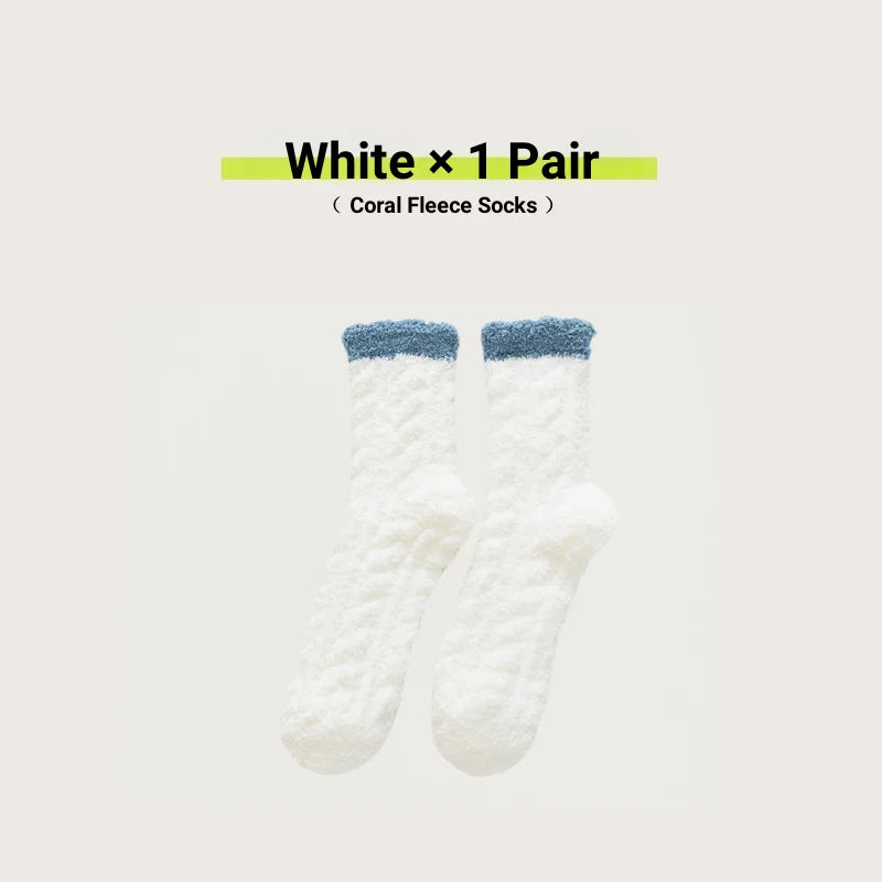 Women Cute Cat Paw Coral Fleece Socks Winter Thermal Thick Warm Fluffy Mid Calf Socks Non Slip Home Floor Sleep House Cozy Gift