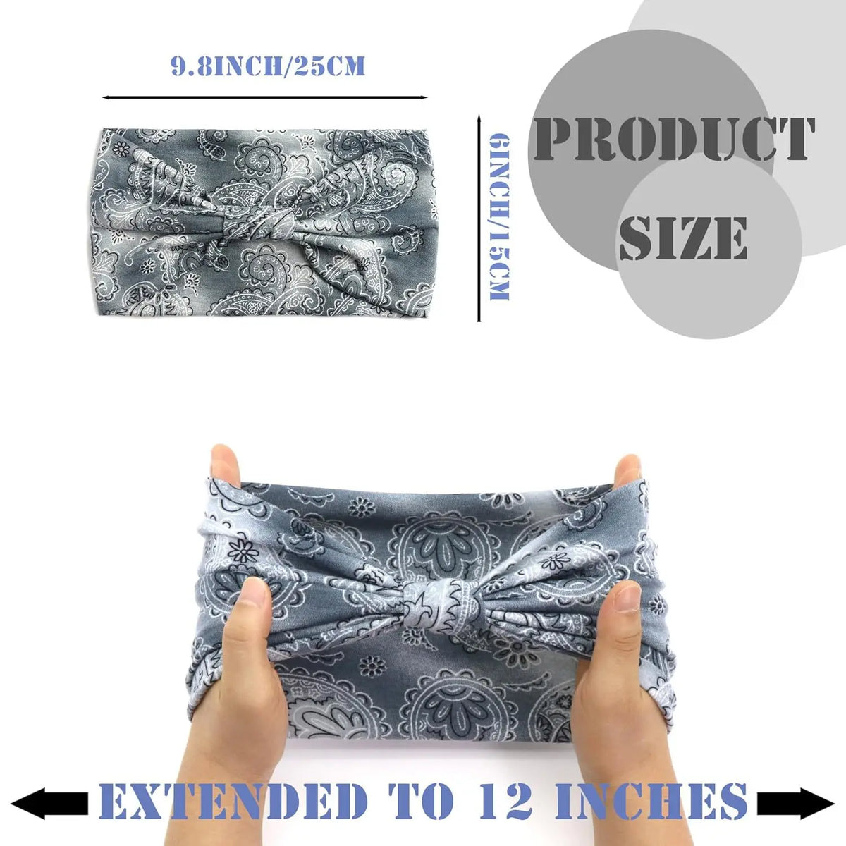 Bohemian Paisley Print Turban Headband Soft Elastic Hairband Women Wide Headwrap Travel Beach Sport Hair Accessories