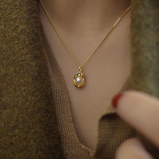 Collier perles chaîne cubaine doré