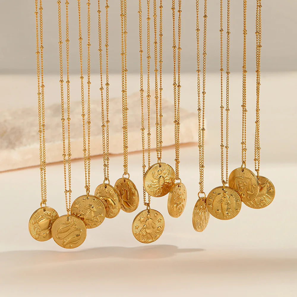 Collier médaillon zodiaque doré